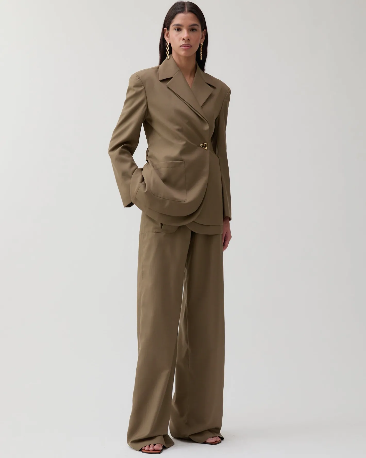 Sale Sonia Trousers Wool Blend Olive Trousers | Tailoring