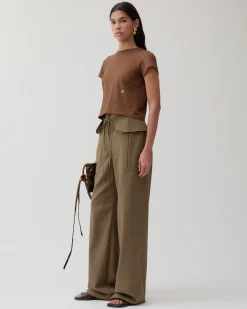 Sale Sonia Trousers Wool Blend Olive Trousers | Tailoring