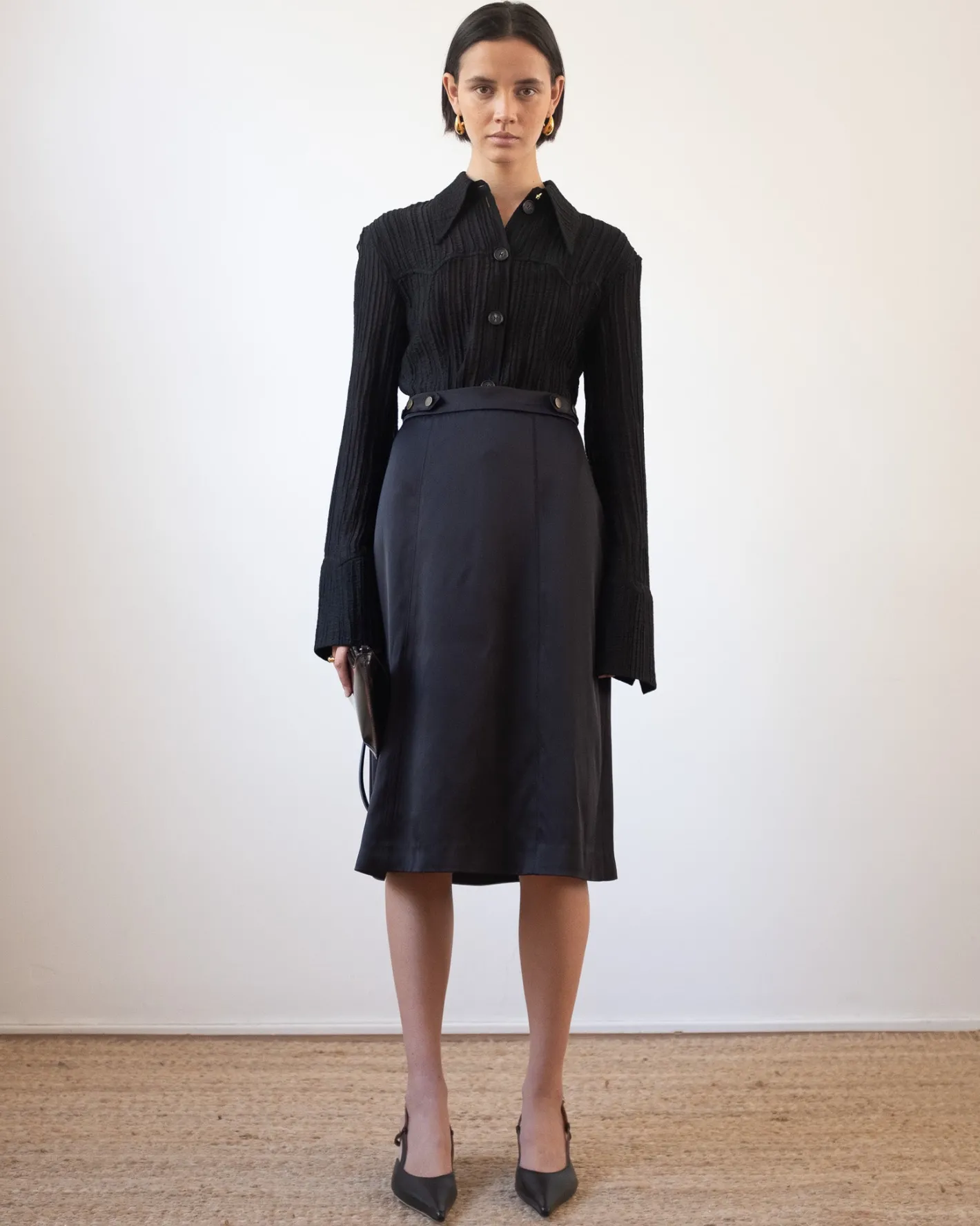 Fashion Thea Skirt Duchesse Satin Black Skirts | Clothing