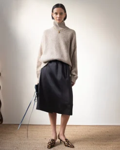 Fashion Thea Skirt Duchesse Satin Black Skirts | Clothing