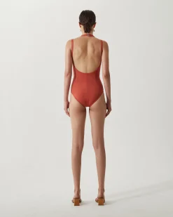Hot Vaya One-piece Recycled Nylon Rust Swimwear