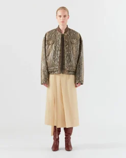 Hot Wells Bomber Jacket Faux Leather Snake Effect Beige Jackets | Jackets