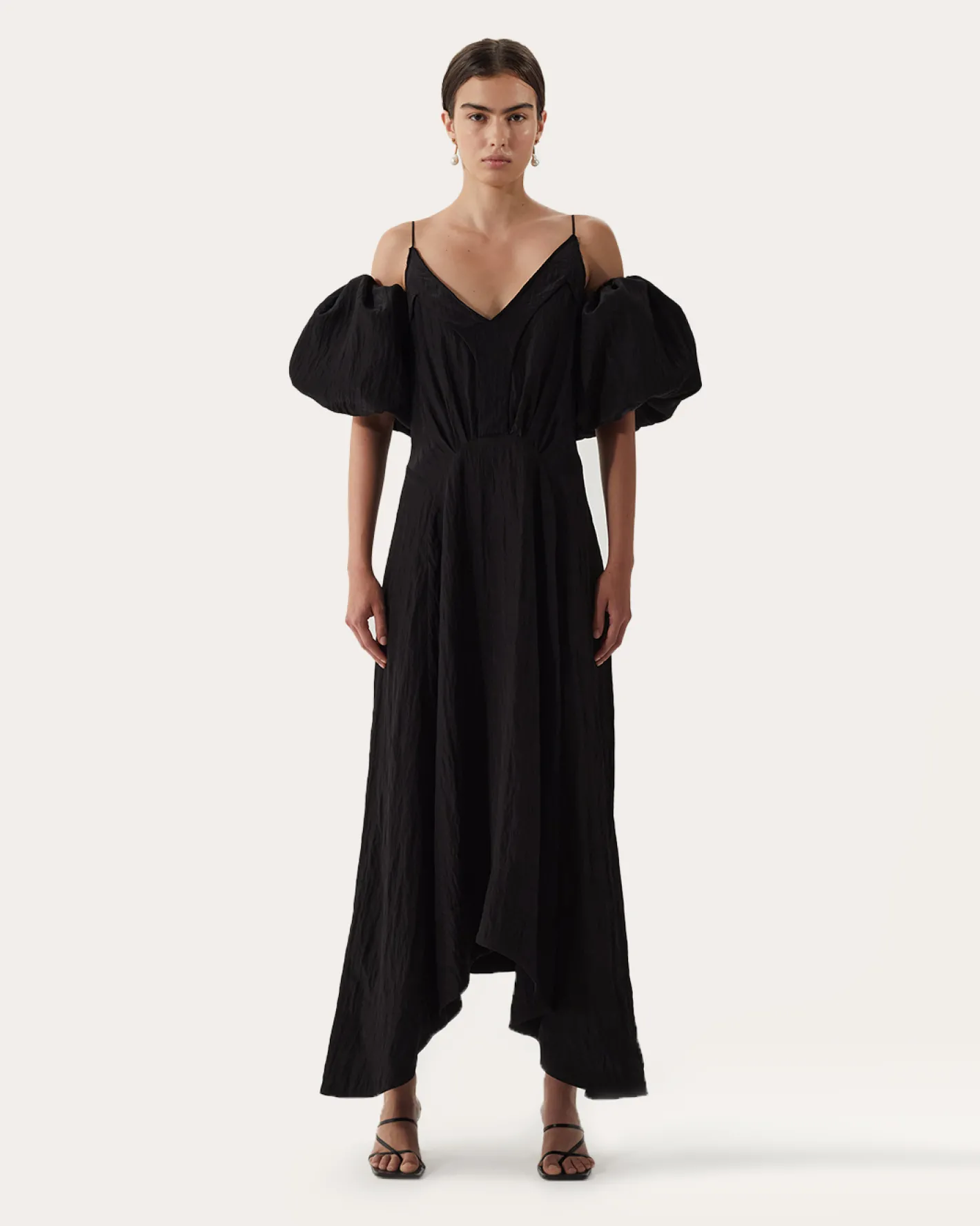Hot Yuri Dress Viscose Blend Crinkle Black Dresses